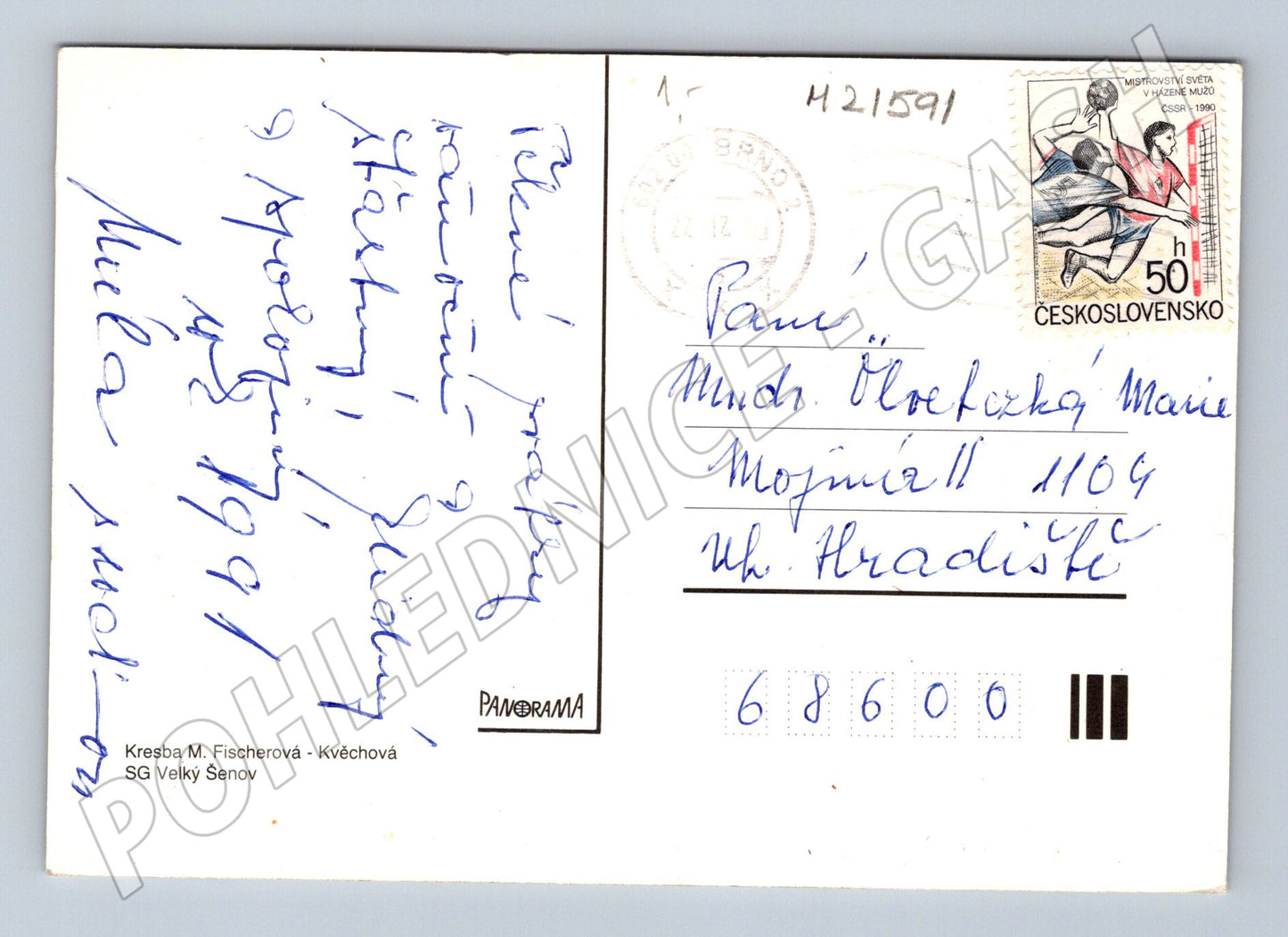 Pohlednice Madona s dítětem Fischerová-Kvěchová (M21591)
