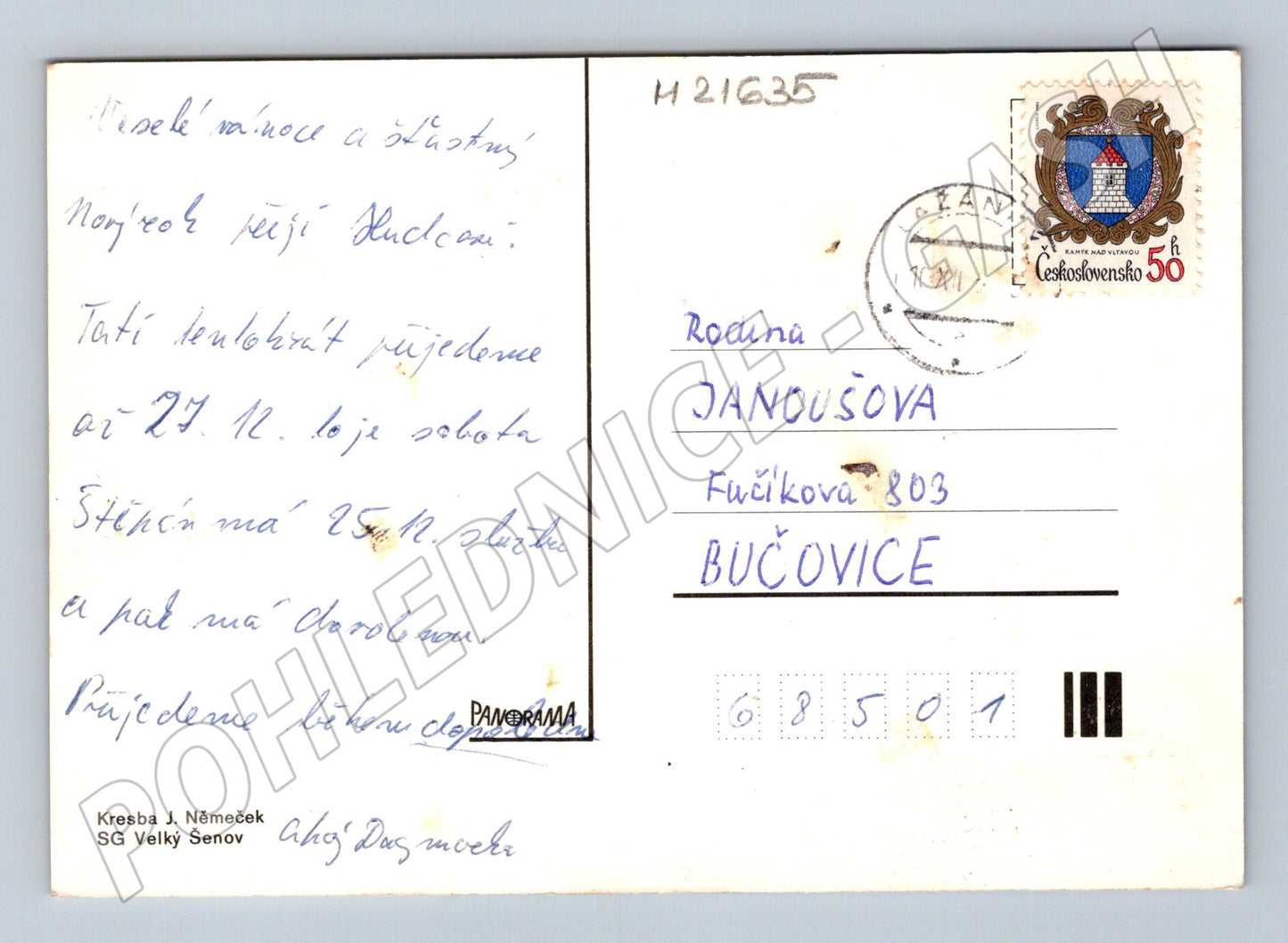Pohlednice Jaroslav Němeček kresba (M21635)