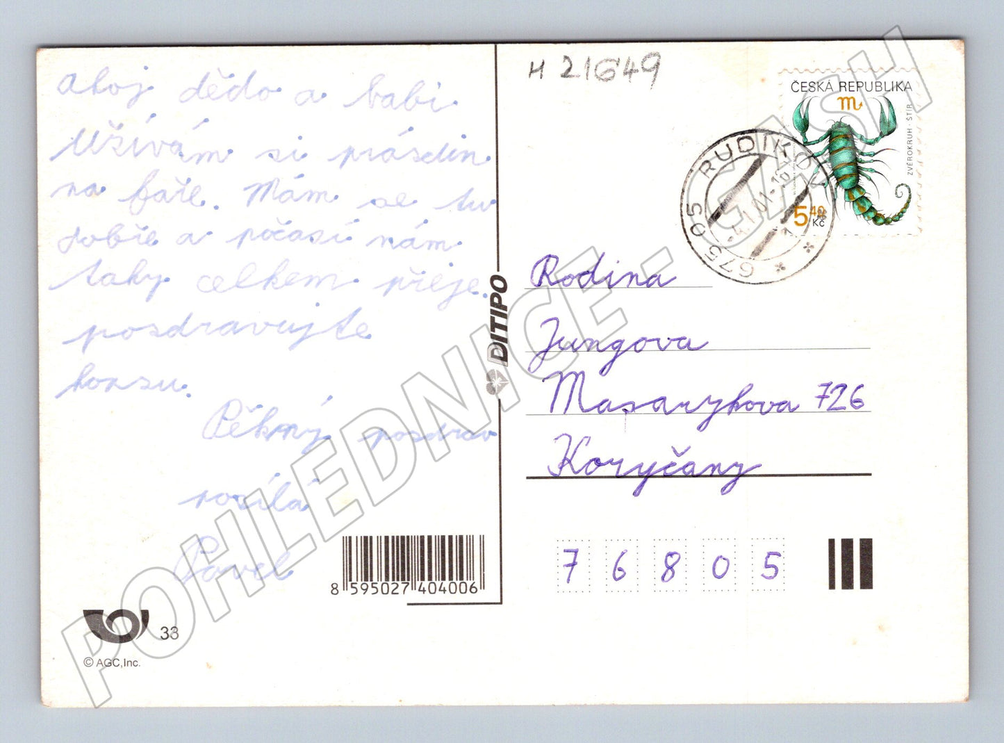 Pohlednice kočka a pes spící mazlíčci 2006 (M21649)