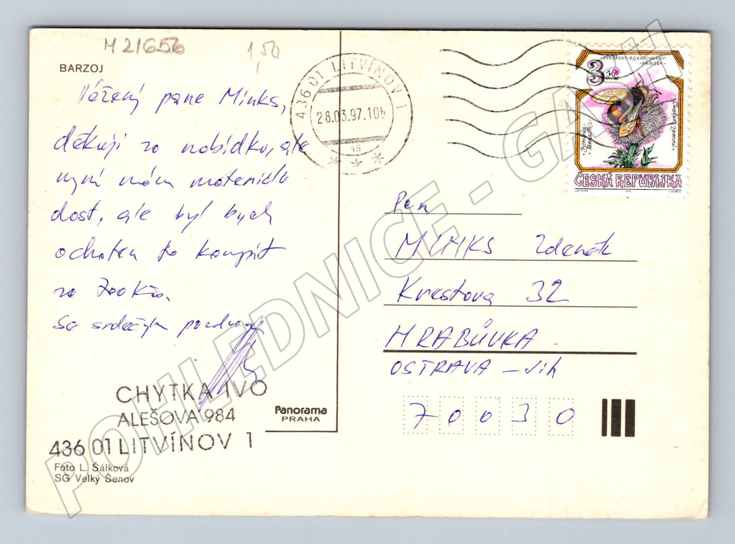 Pohlednice barzoj ruský chrt 1997 (M21656)
