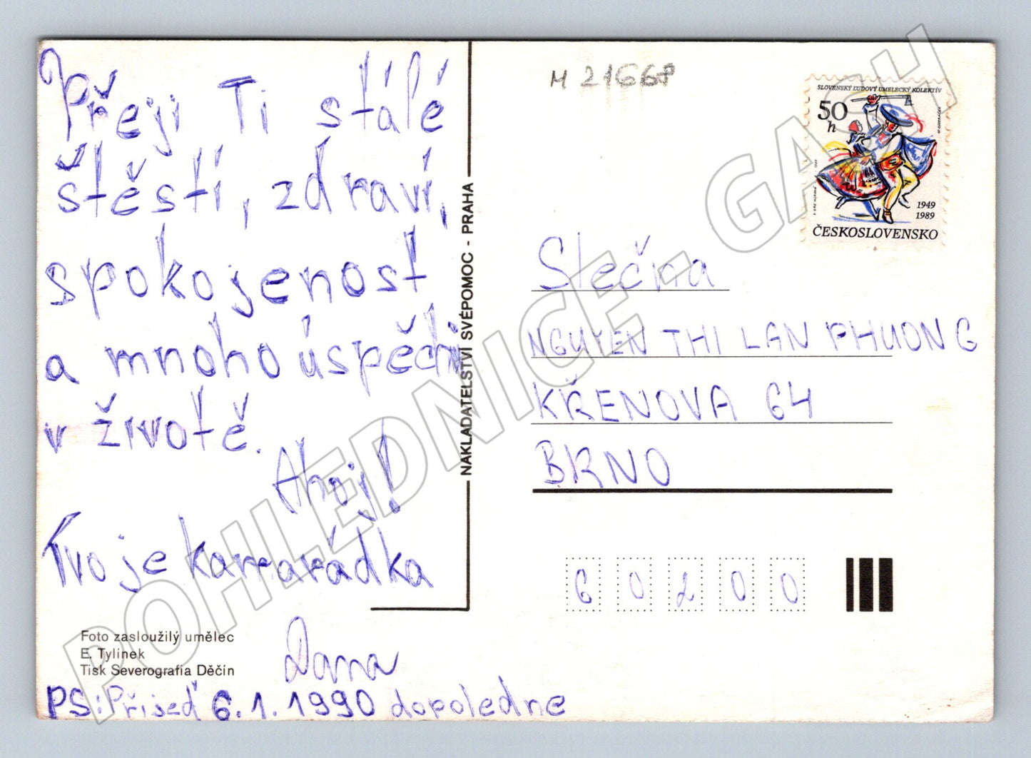 Pohlednice leopard zaslaná 1990 (M21668)