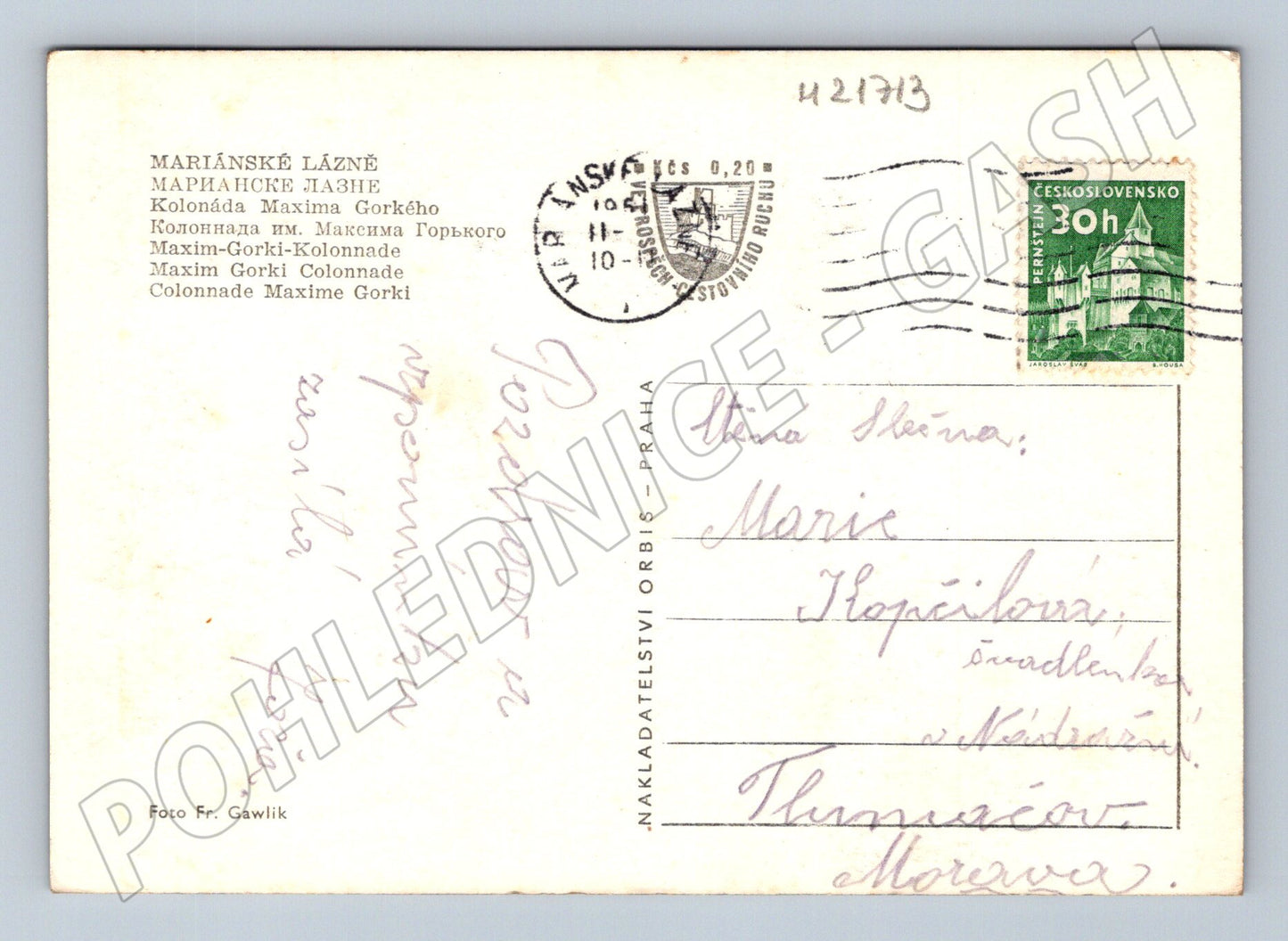 Pohlednice Mariánské Lázně kolonáda (M21713)