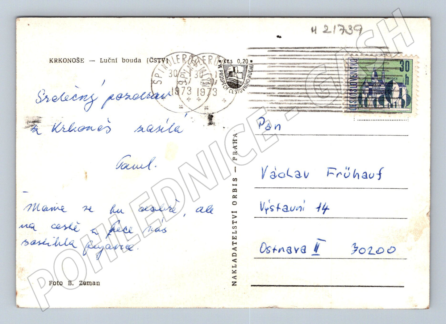 Pohlednice Luční bouda 1973 (M21739)