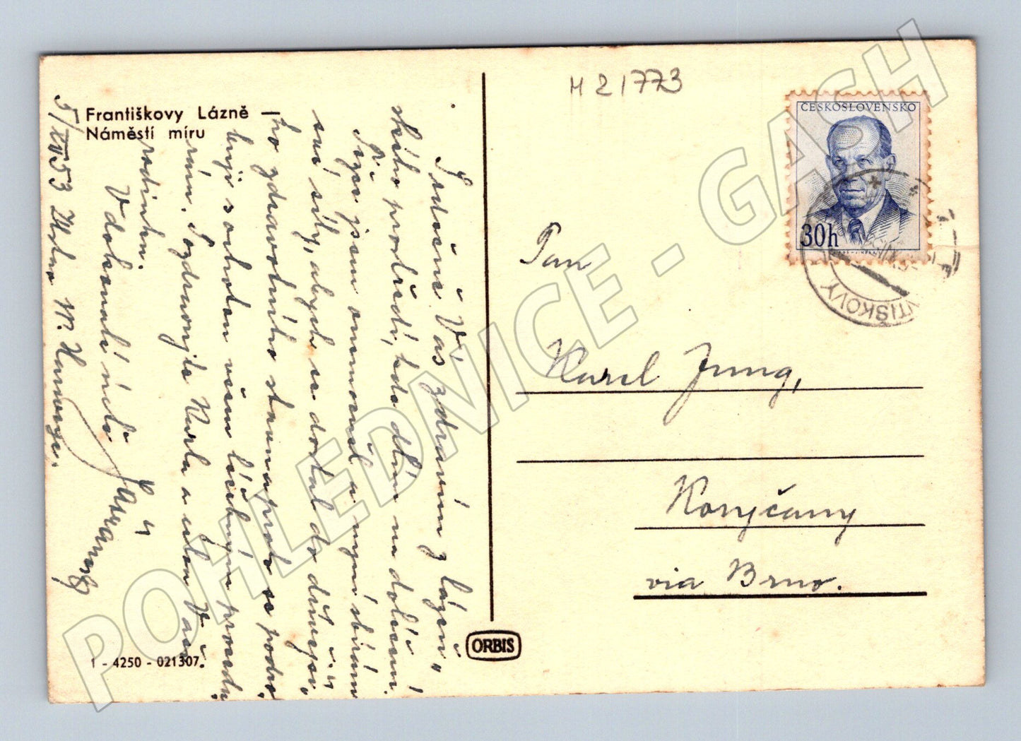 Pohlednice Františkovy Lázně Náměstí Míru (M21773)