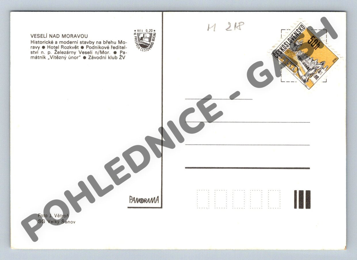 Pohlednice Veselí nad Moravou – historická pohlednice (M218)