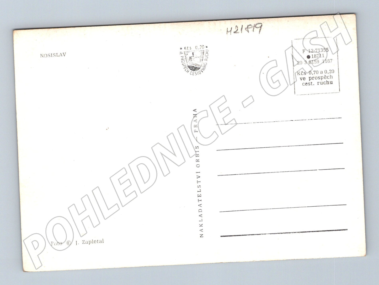 Pohlednice Nosislav kostel a pole 1971 (M21819)