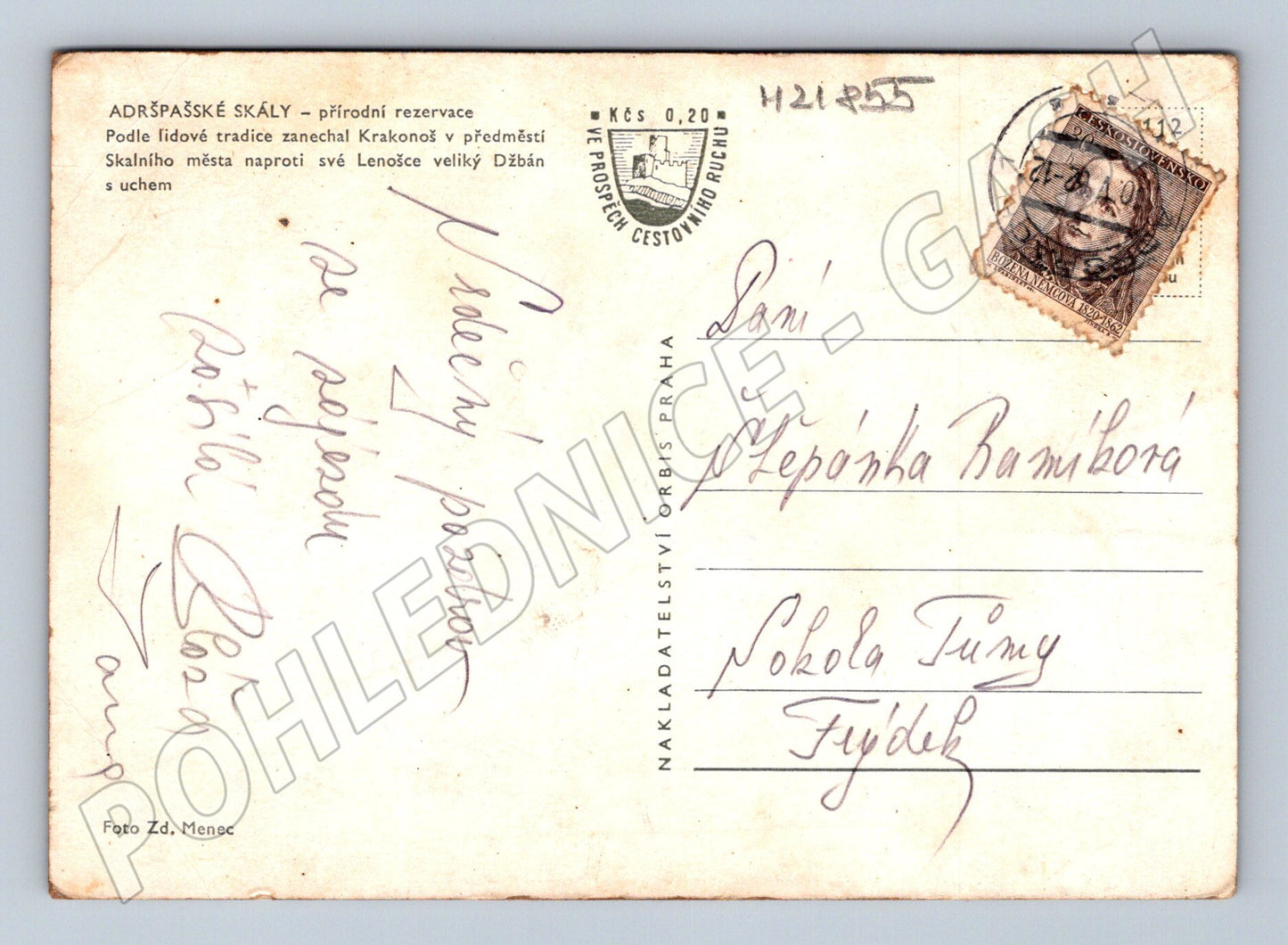 Pohlednice Adršpašské skály Džbán 1941 (M21855)