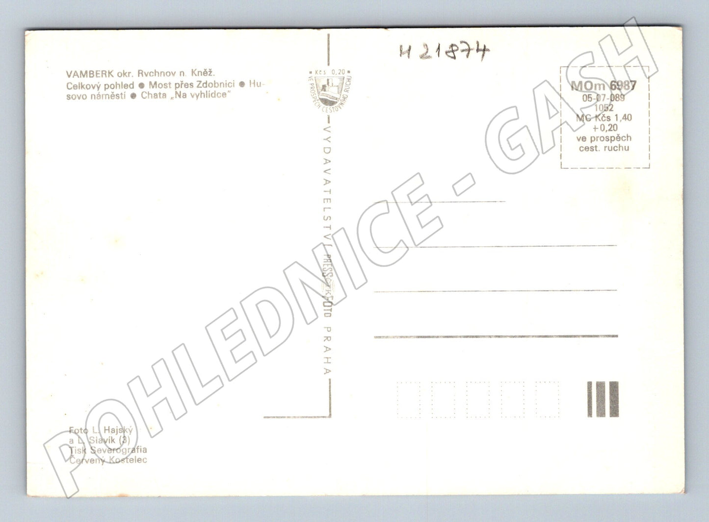 Pohlednice Vamberk celkový pohled, most, náměstí (M21874)