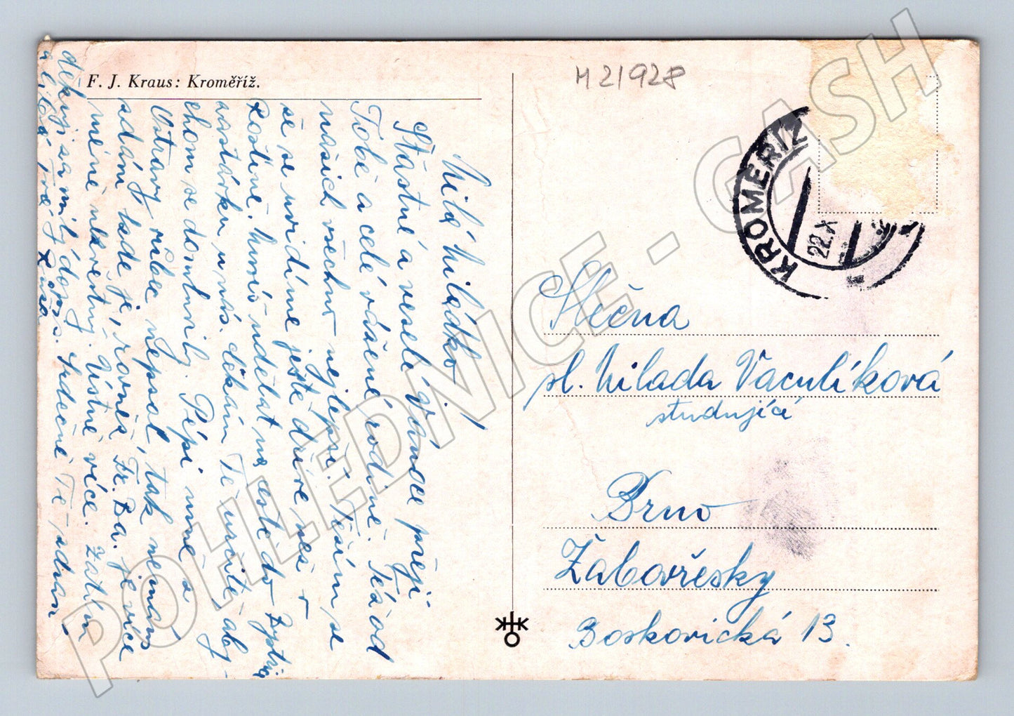 Pohlednice Kroměříž umělecká zimní scéna 1922 (M21928)