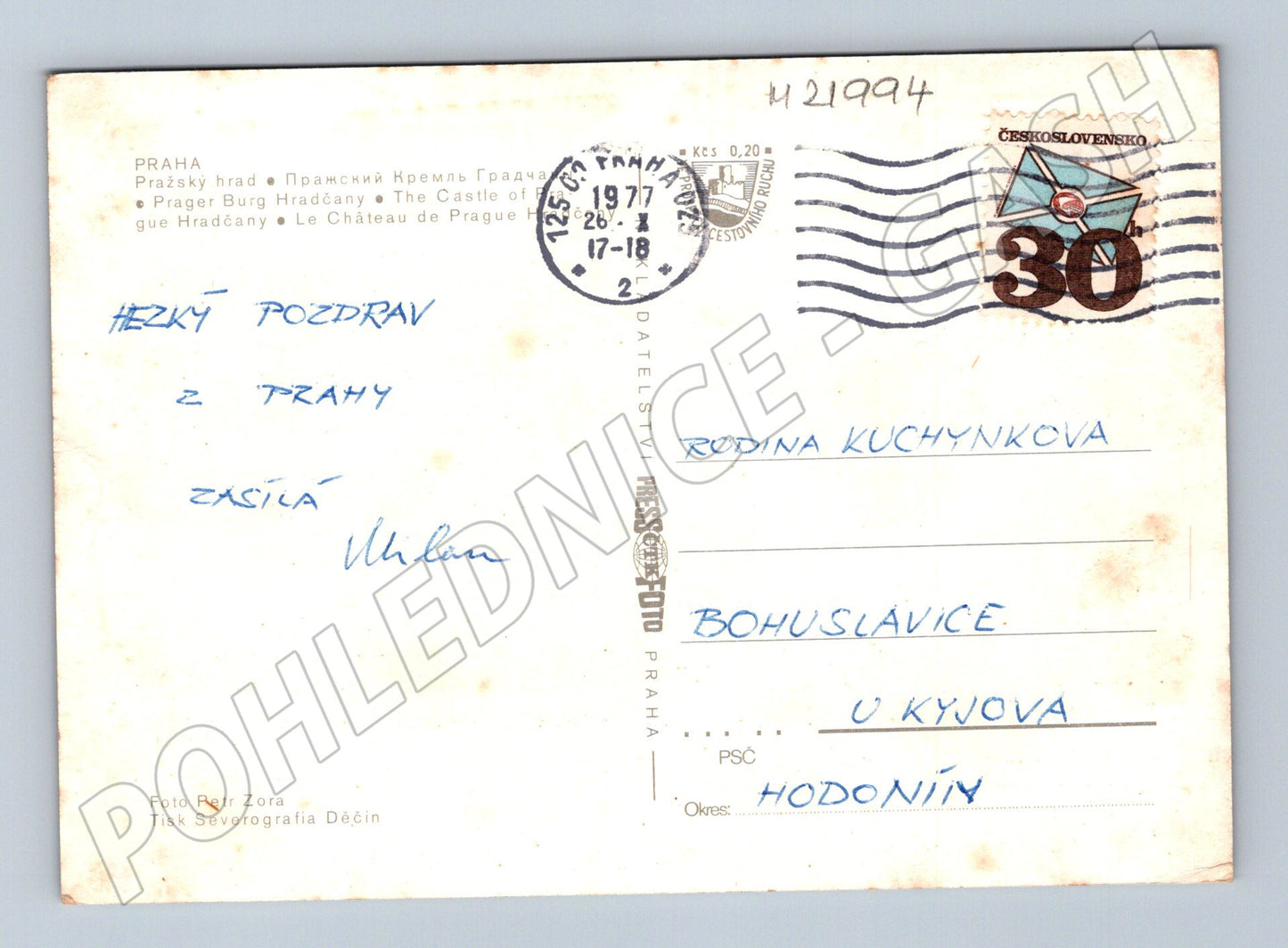Pohlednice Praha Hradčany Vltava 1977 (M21994)
