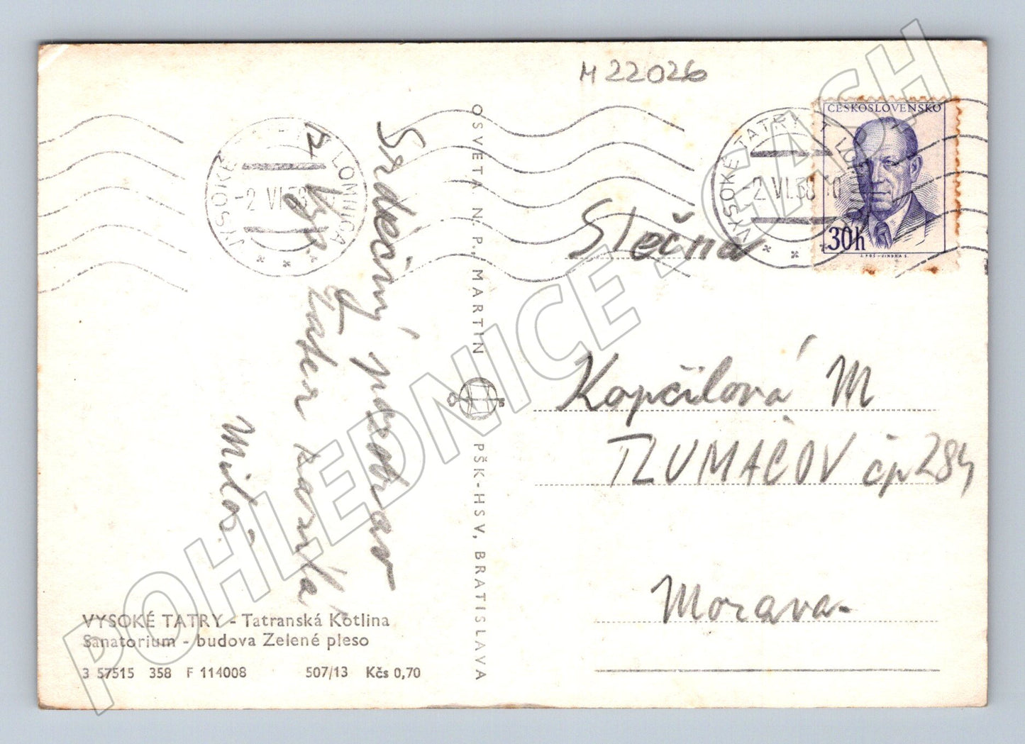 Pohlednice Slovensko Vysoké Tatry sanatorium 1950 (M22026)