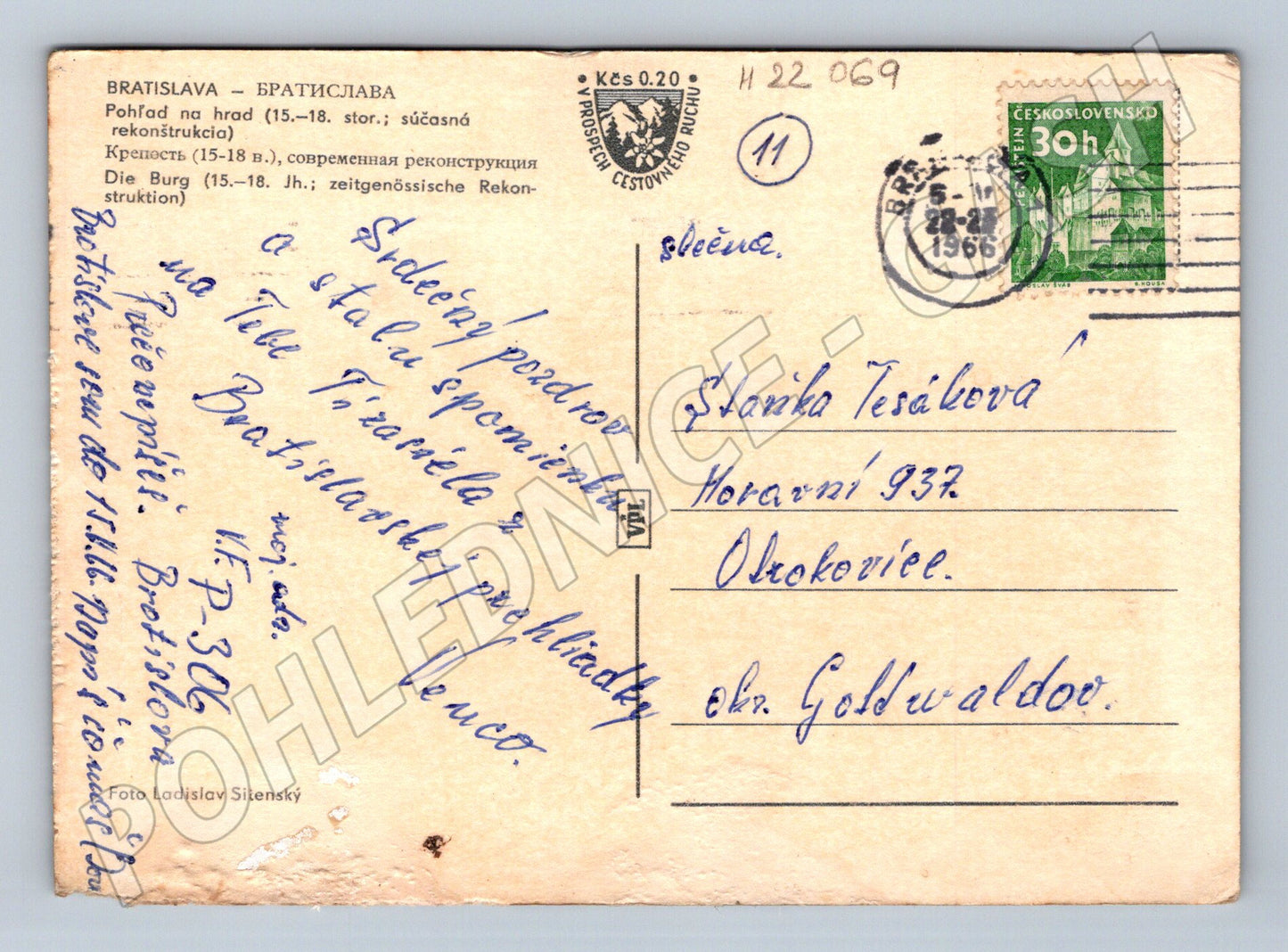 Pohlednice Slovensko Bratislava hrad město 1966 (M22069)