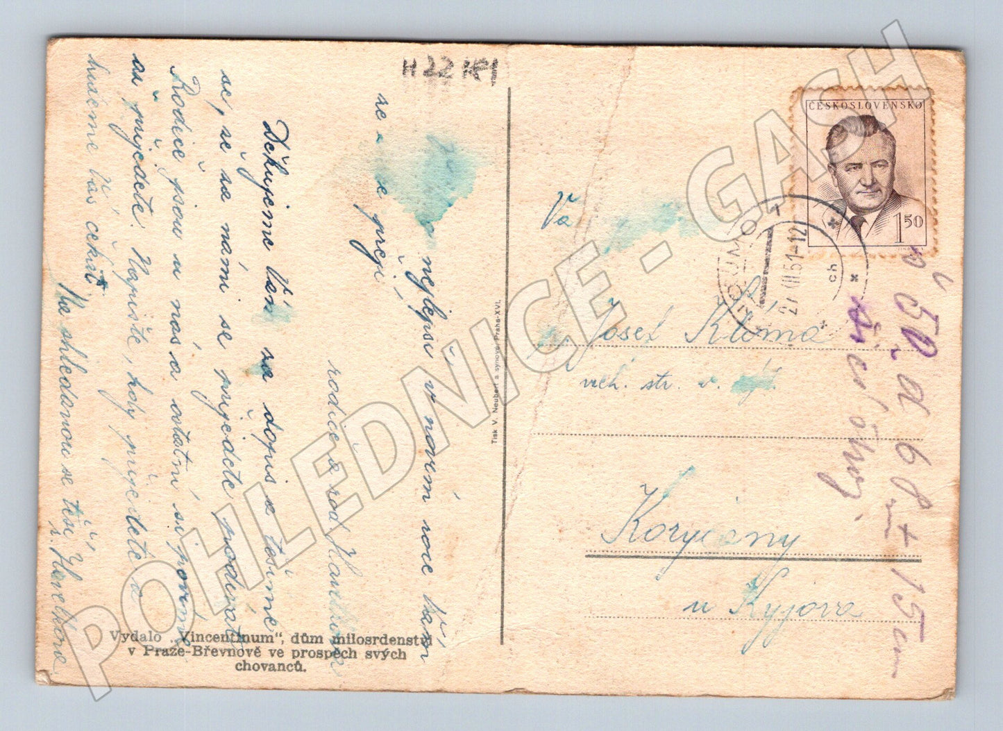 Pohlednice zátiší s ovocem 1951 (M22181)