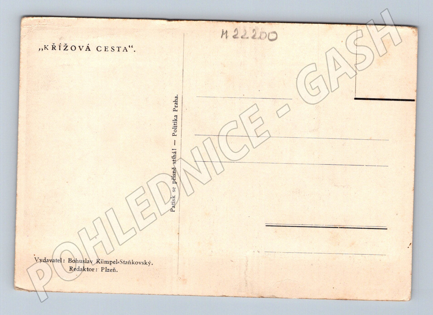 Pohlednice Křížová cesta IX. zastavení Ježíš pod křížem (M22200)