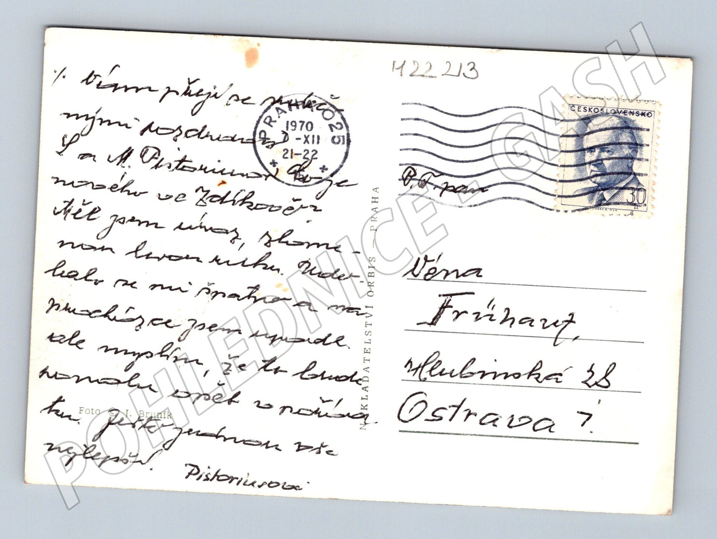 Pohlednice zimní krajina Radostné Vánoce 1970 (M22213)