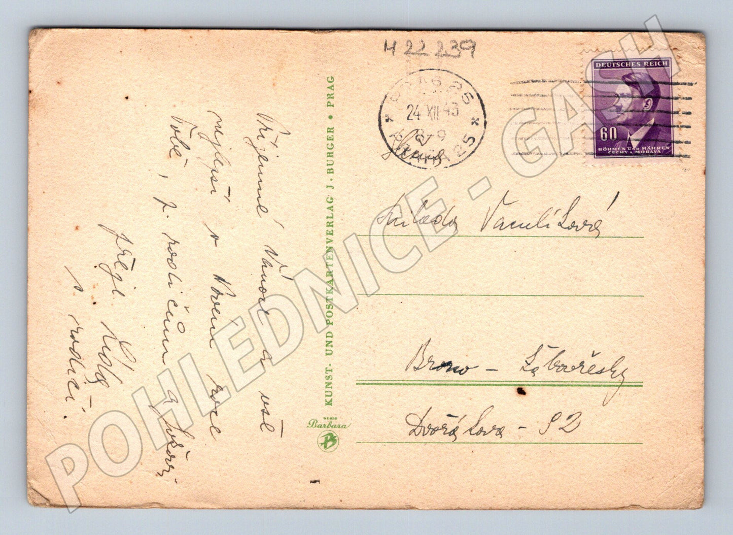 Pohlednice Německo jehličí šiška bobule 1943 (M22239)