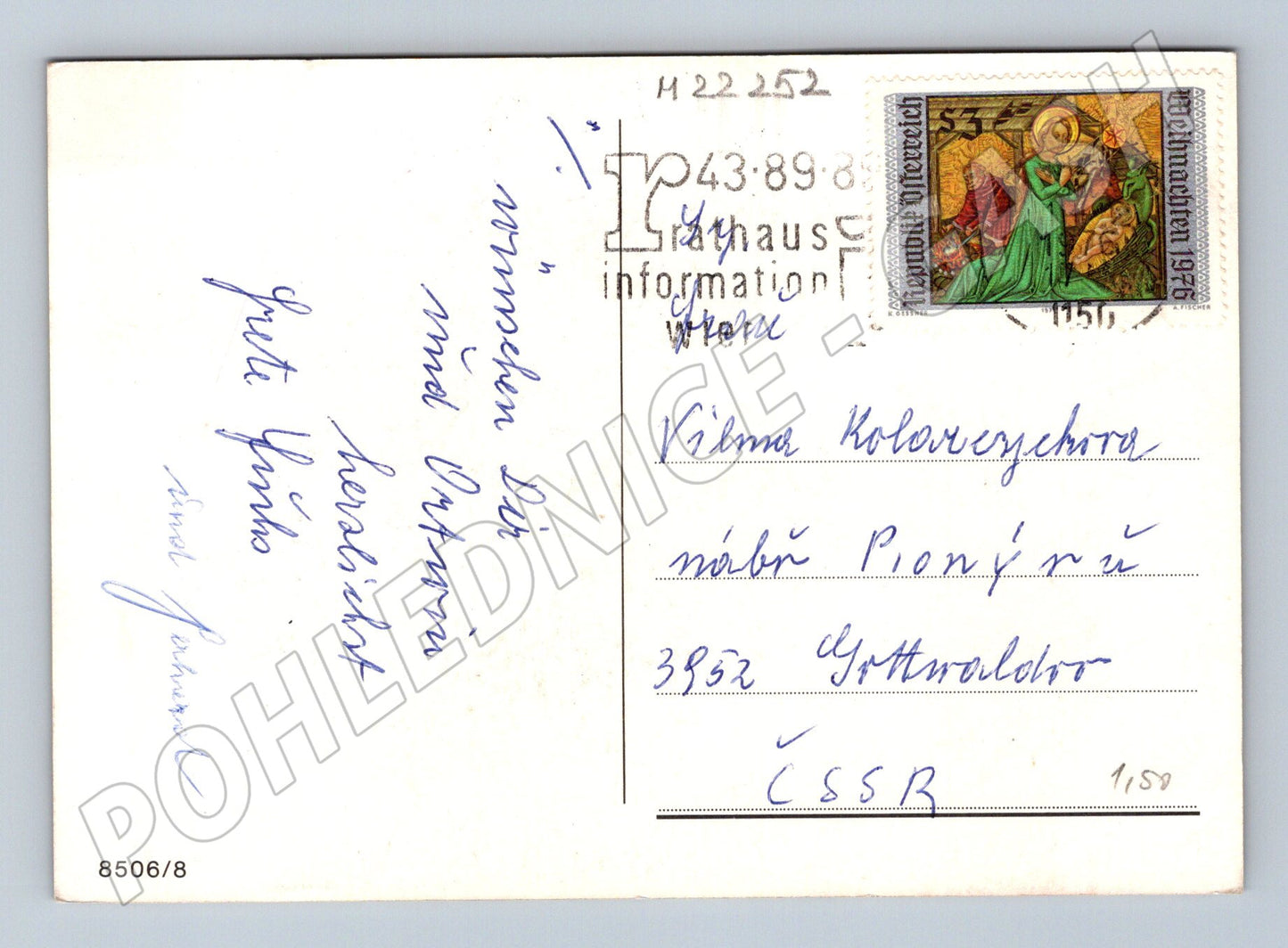 Pohlednice Rakousko Vánoce Nový Rok svíčka 1978 (M22252)