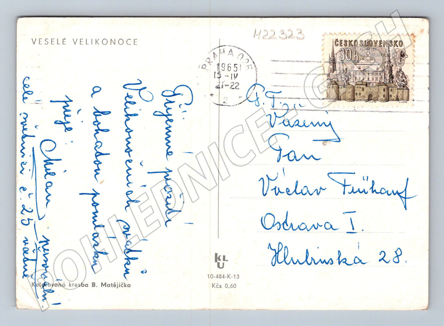 Pohlednice Velikonoce malovaná vesnice 1965 (M22323)