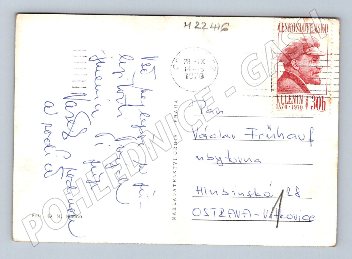 Pohlednice Václav láhev a skleničky 1978 (M22416)