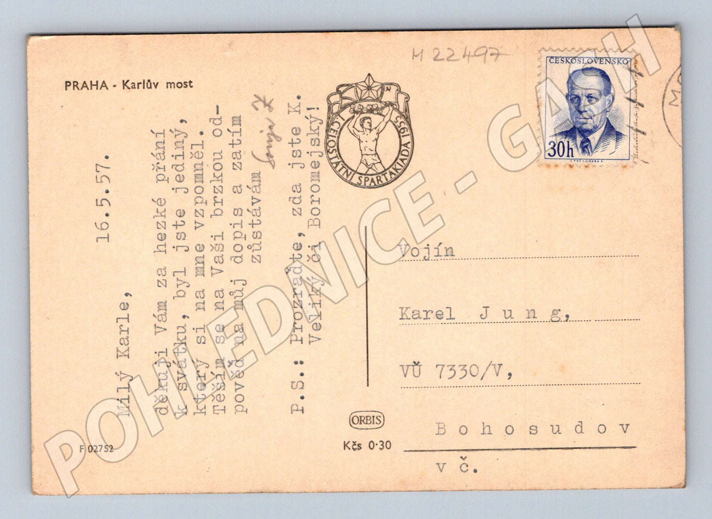 Pohlednice Praha Karlův most 1957 (M22497)