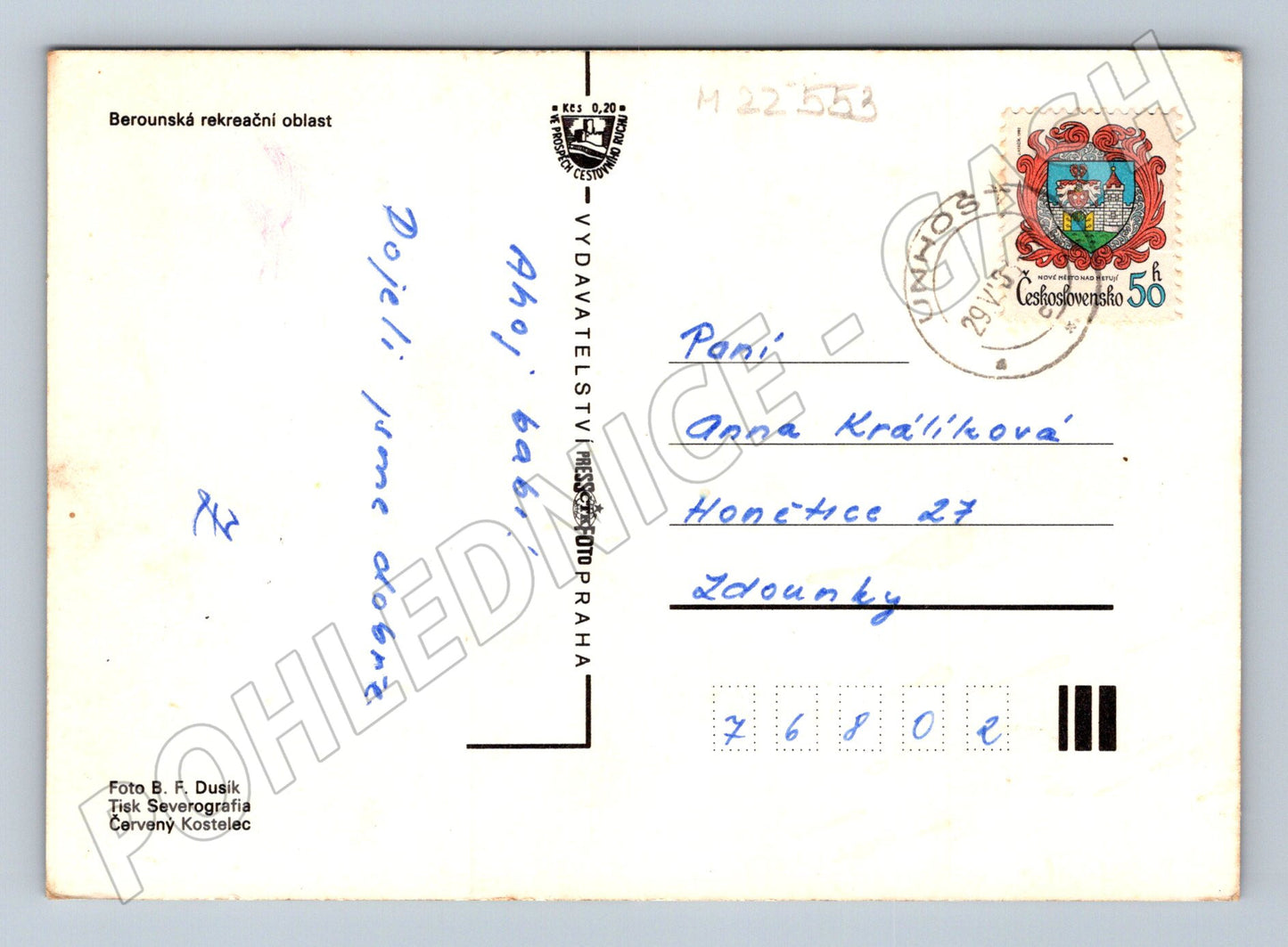 Pohlednice Nižbor Hýskov Chýnava Berounská oblast 1972 (M22553)