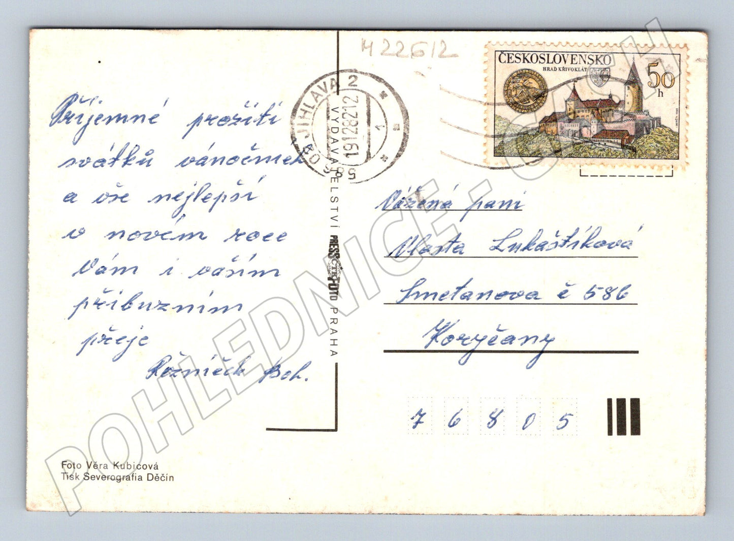 Pohlednice Jihlava zimní město most 1972 (M22612)