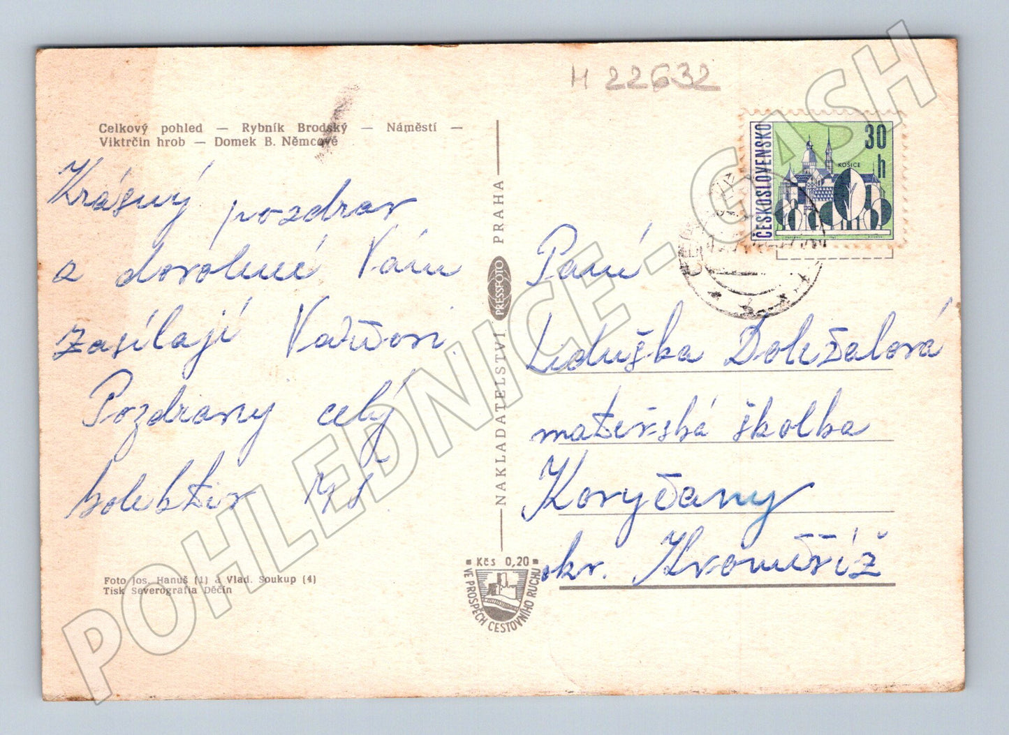 Pohlednice Červený Kostelec město kostel rybník (M22632)
