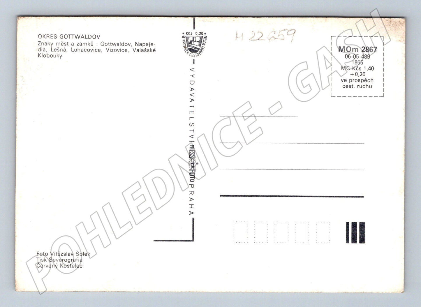 Pohlednice Gottwaldovsko koláž měst a zámků (M22659)