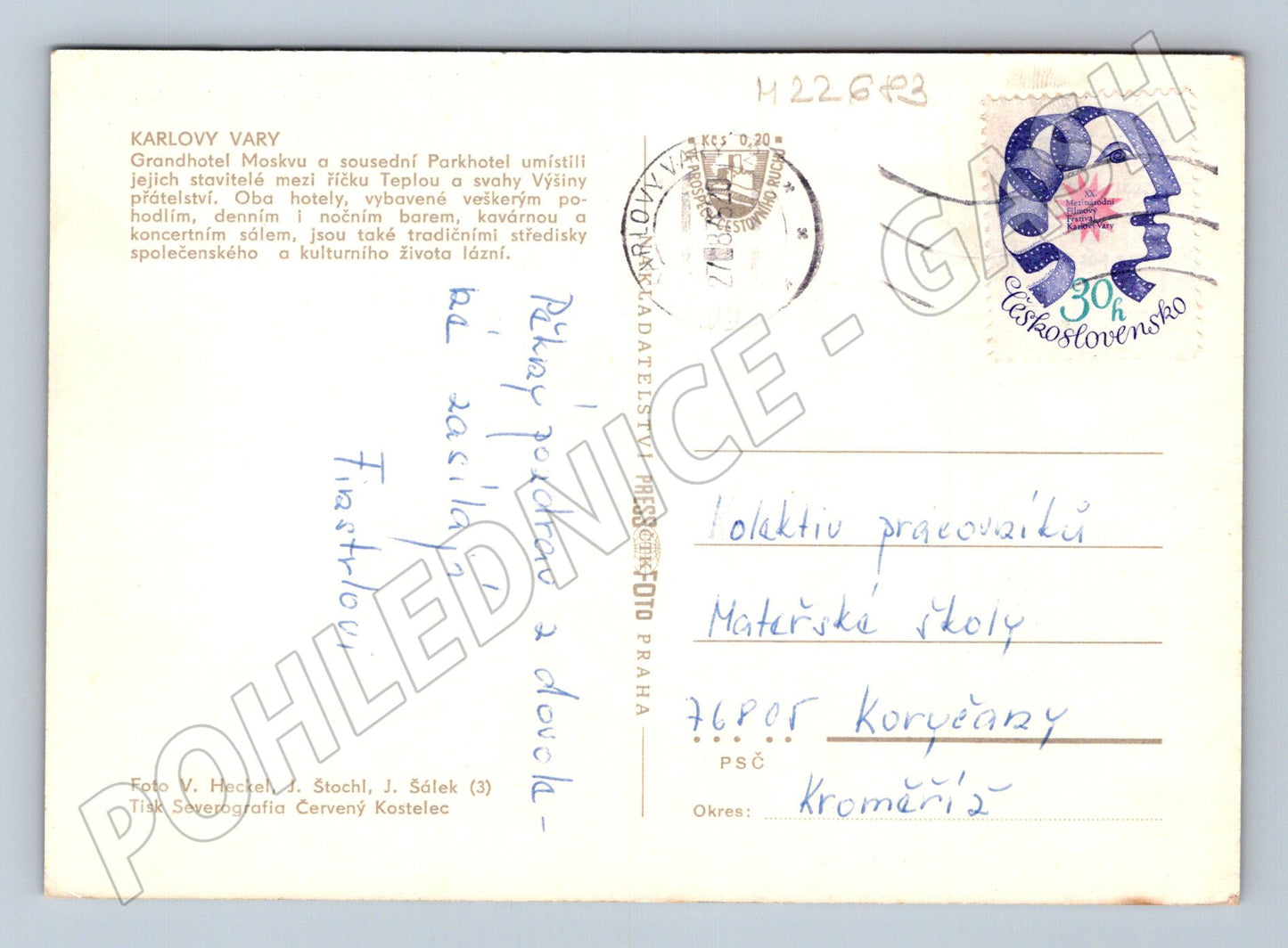 Pohlednice Karlovy Vary Grandhotel Moskva Pupp 1987 (M22683)