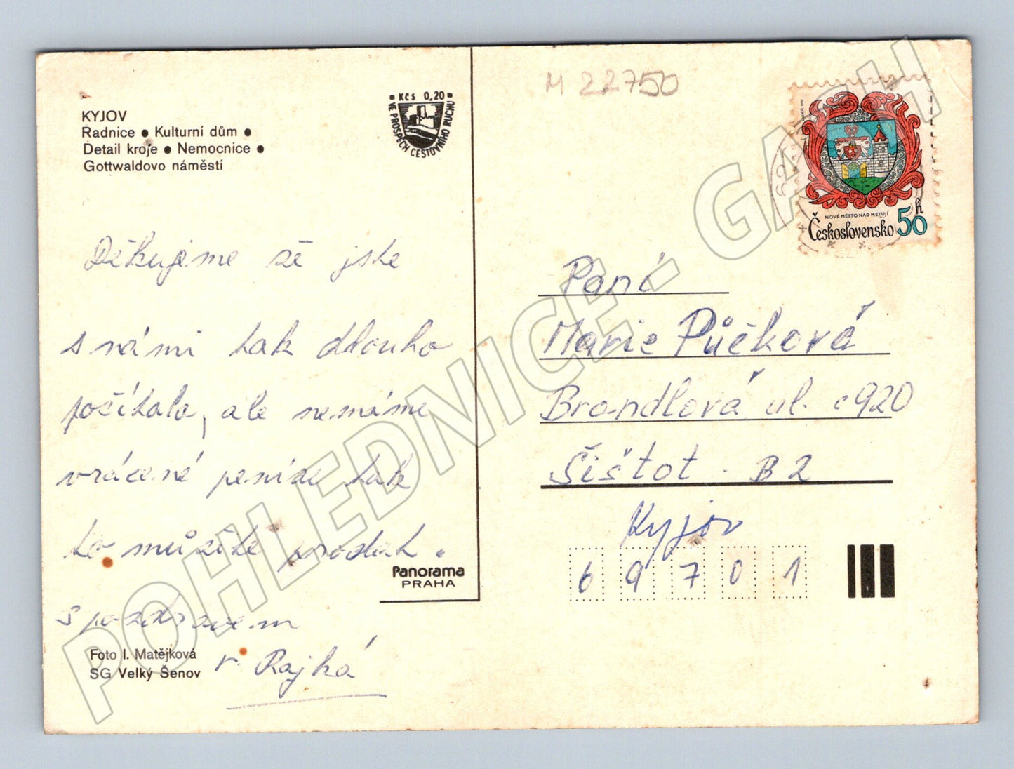 Pohlednice Kyjov multi-view radnice kroje 1970 (M22750)