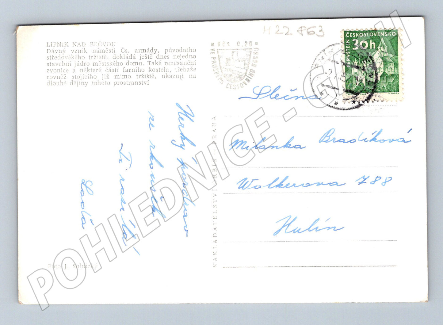 Pohlednice Lipník nad Bečvou náměstí 1957 (M22863)