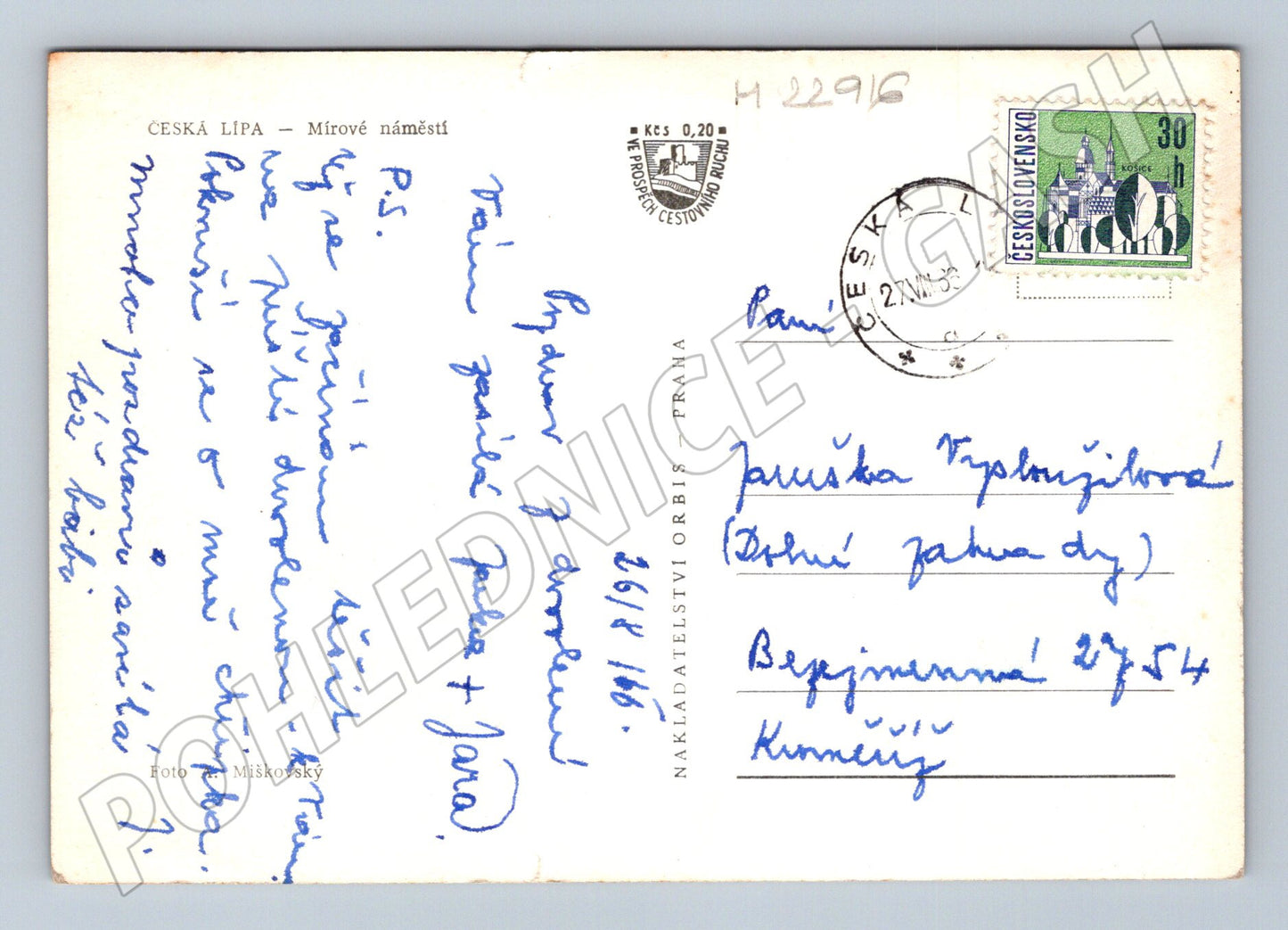Pohlednice Česká Lípa Mírové náměstí 1959 (M22916)