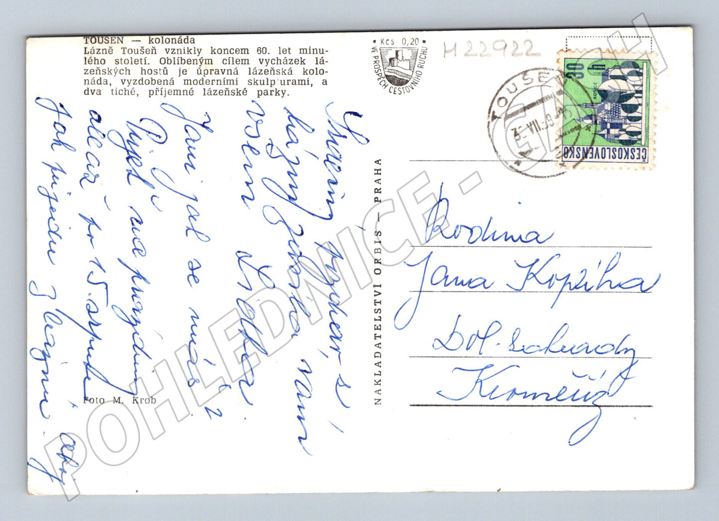 Pohlednice Lázně Toušeň kolonáda 1969 (M22922)