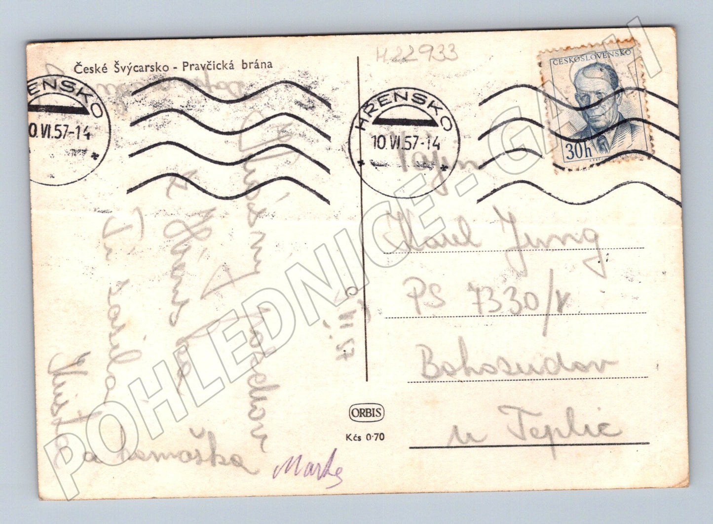 Pohlednice Pravčická brána České Švýcarsko 1957 (M22933)