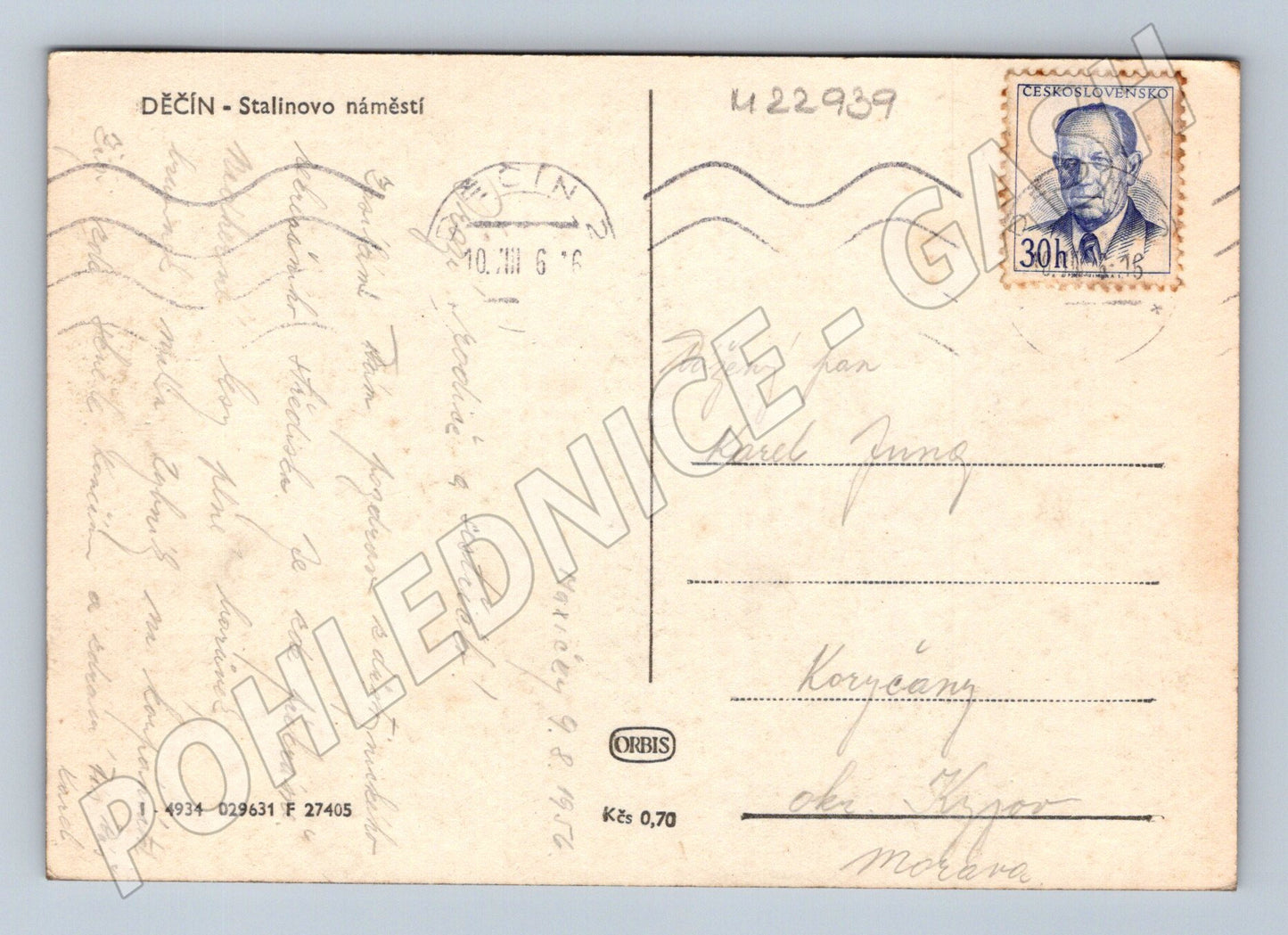Pohlednice Děčín Stalinovo náměstí 1966 (M22939)