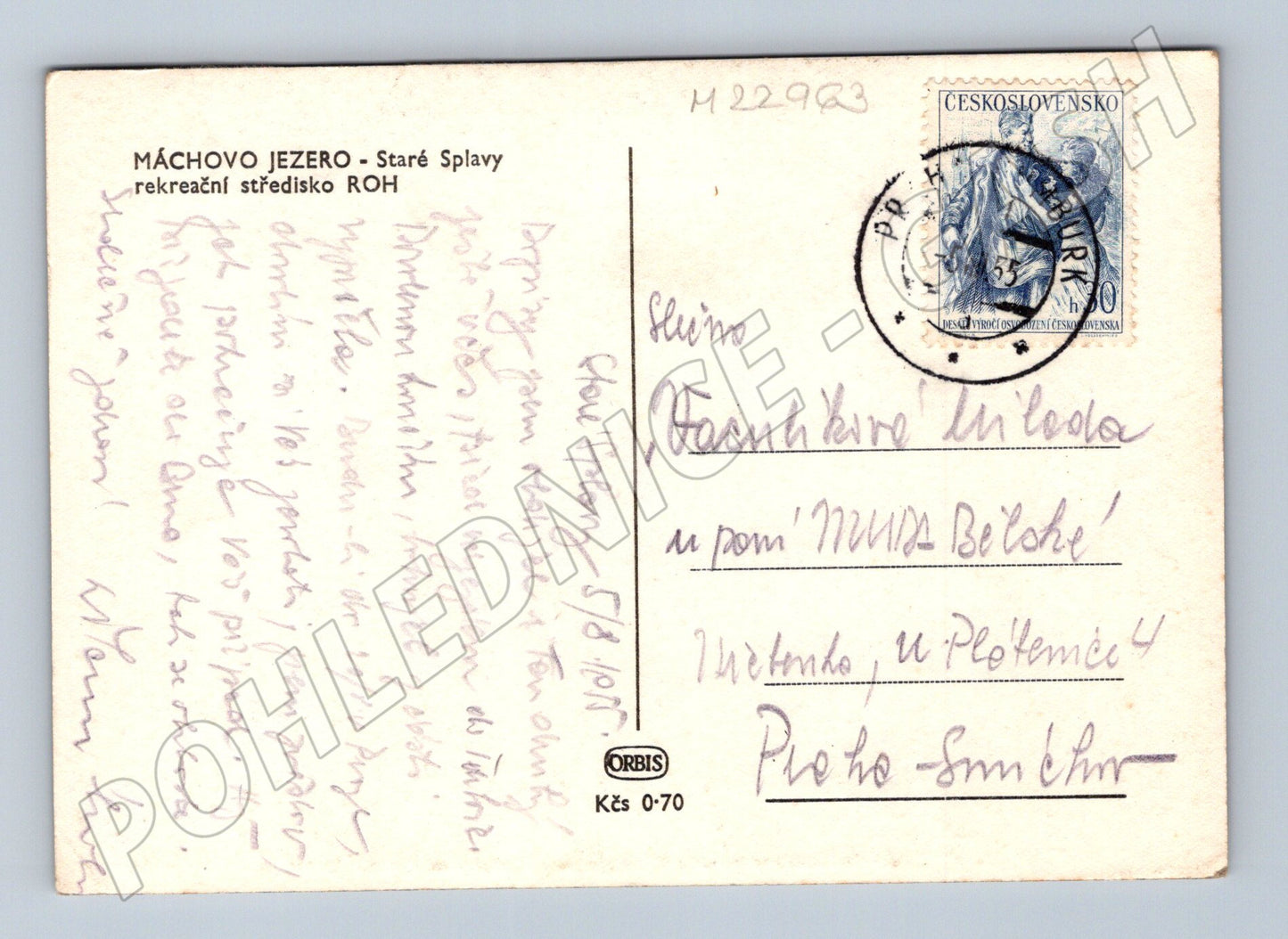 Pohlednice Máchovo jezero Staré Splavy 1955 (M22963)