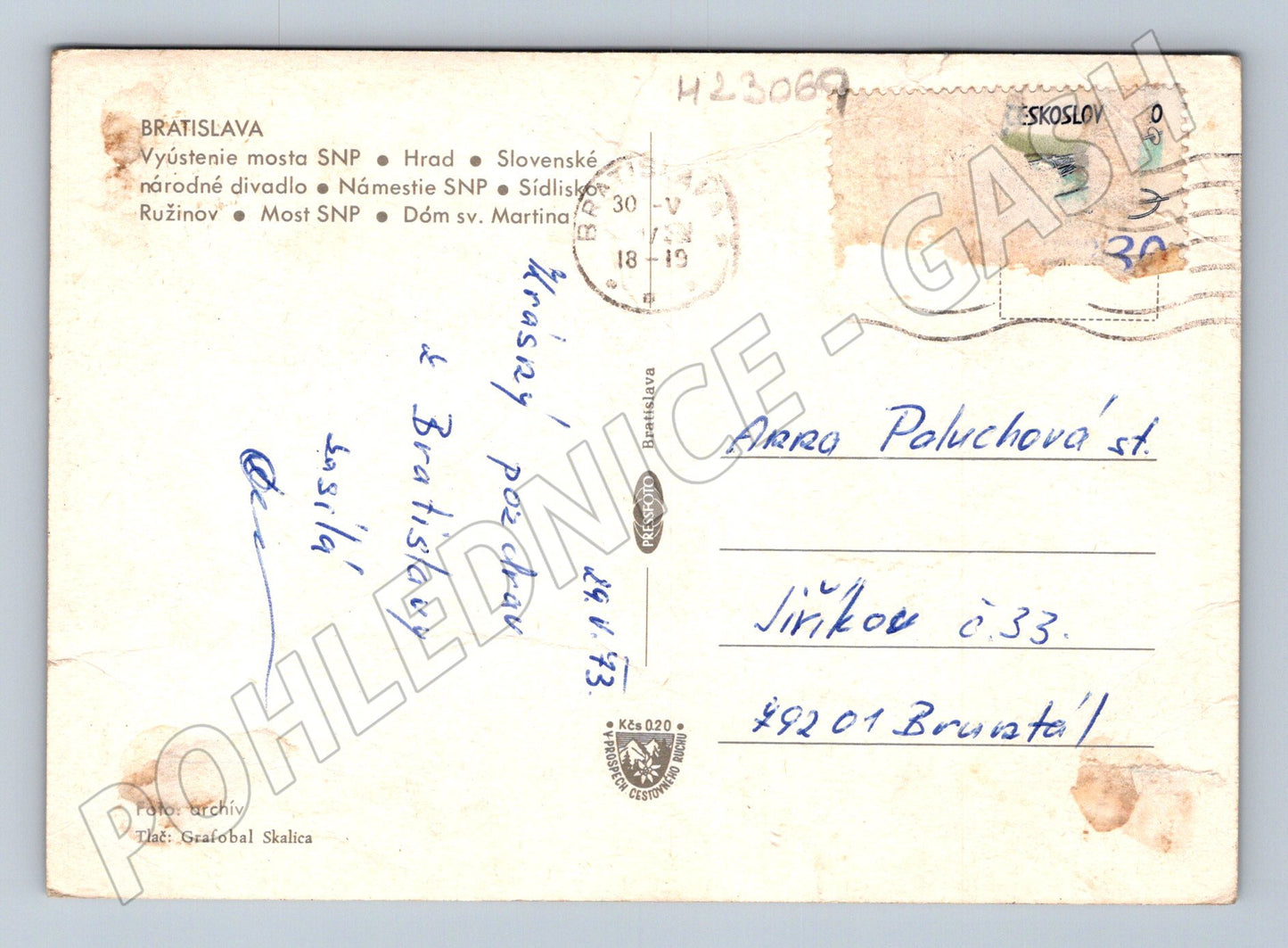 Pohlednice Slovensko Bratislava koláž 1973 (M23069)
