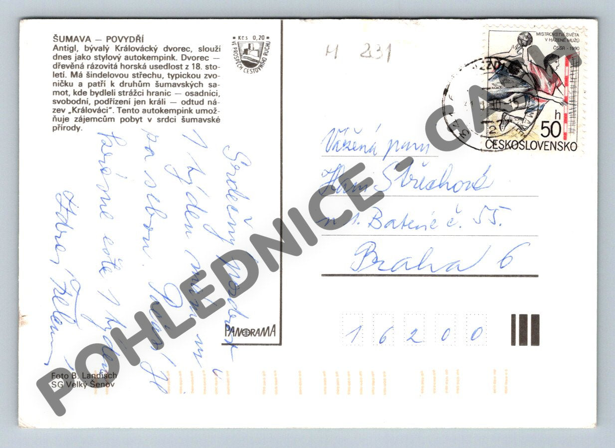 Pohlednice Šumava Antigl Povydří – koláž, prošlá poštou (M231)