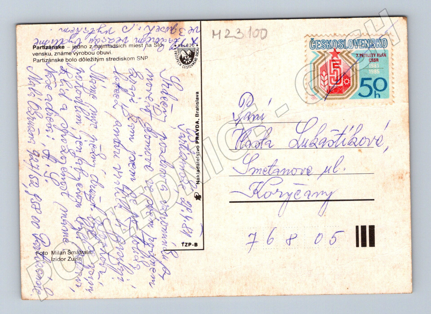 Pohlednice Slovensko Partizánske město 1984 (M23100)