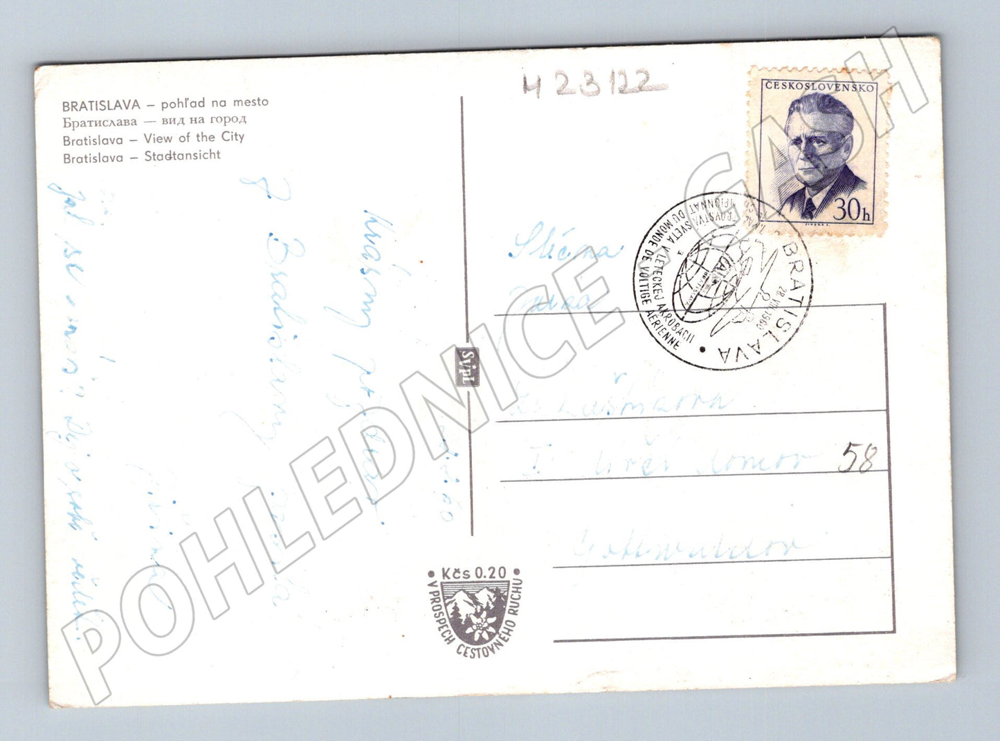 Pohlednice Slovensko Bratislava hrad Dunaj 1968 (M23122)