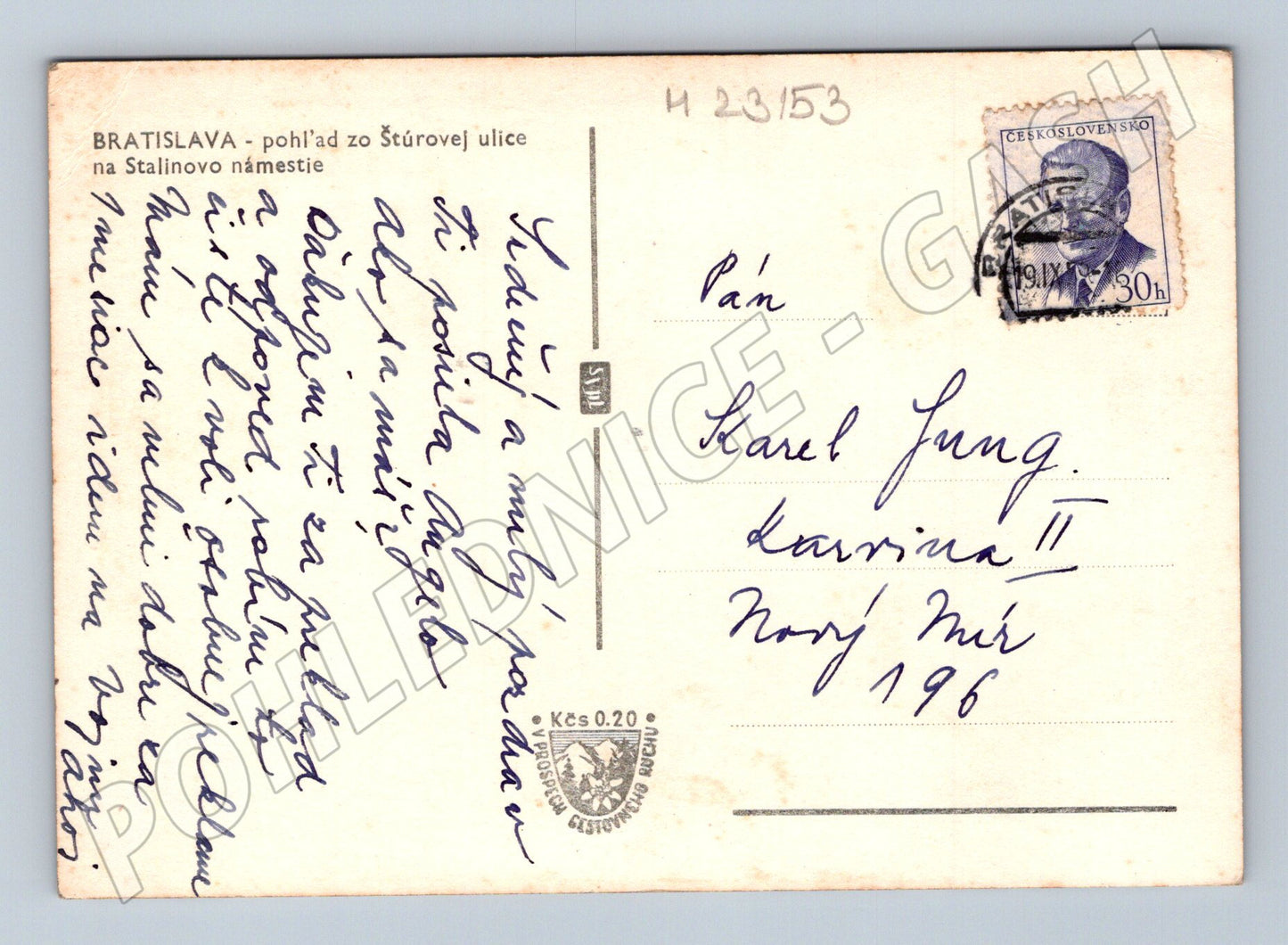 Pohlednice Slovensko Bratislava Štúrova ulice 1950 (M23153)