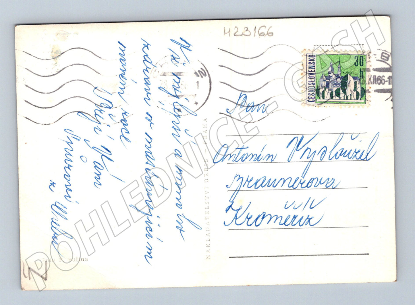 Pohlednice Novoroční pozdrav sklenice hodiny 1966 (M23166)