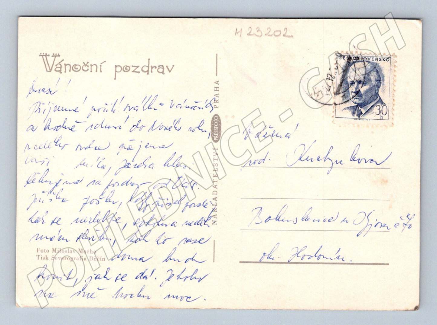 Pohlednice Vánoční motiv jelen svíčka hvězdy (M23202)