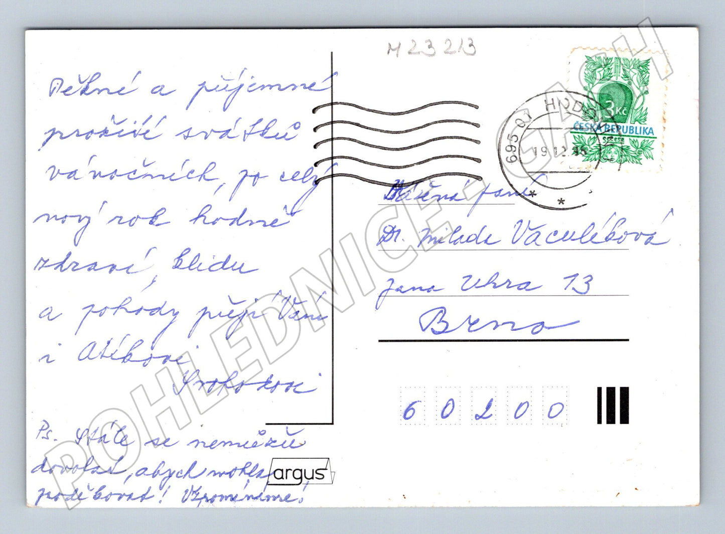 Pohlednice vánoční s motivem svíčky a ozdob 1912 (M23213)