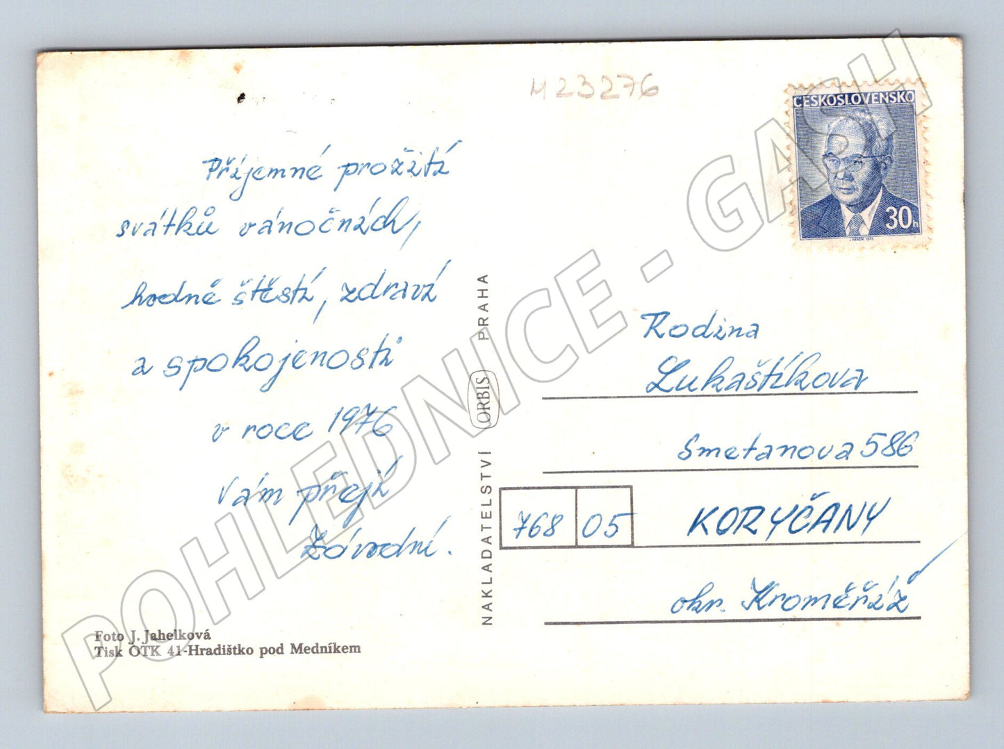 Pohlednice vánoční zátiší ovoce ořechy 1976 (M23276)