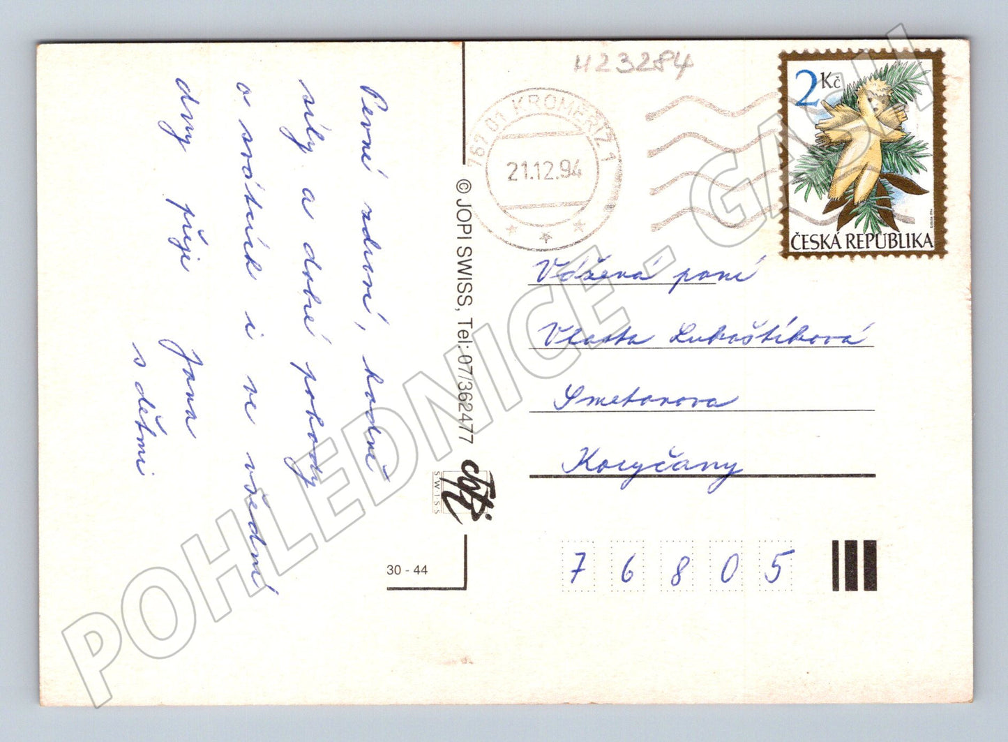 Pohlednice Vánoce novoroční motiv 1994 (M23284)