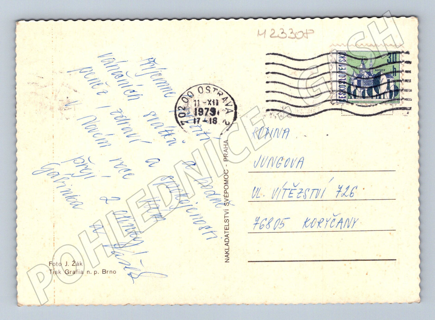 Pohlednice Vánoční motiv prskavka svíčka 1979 (M23308)