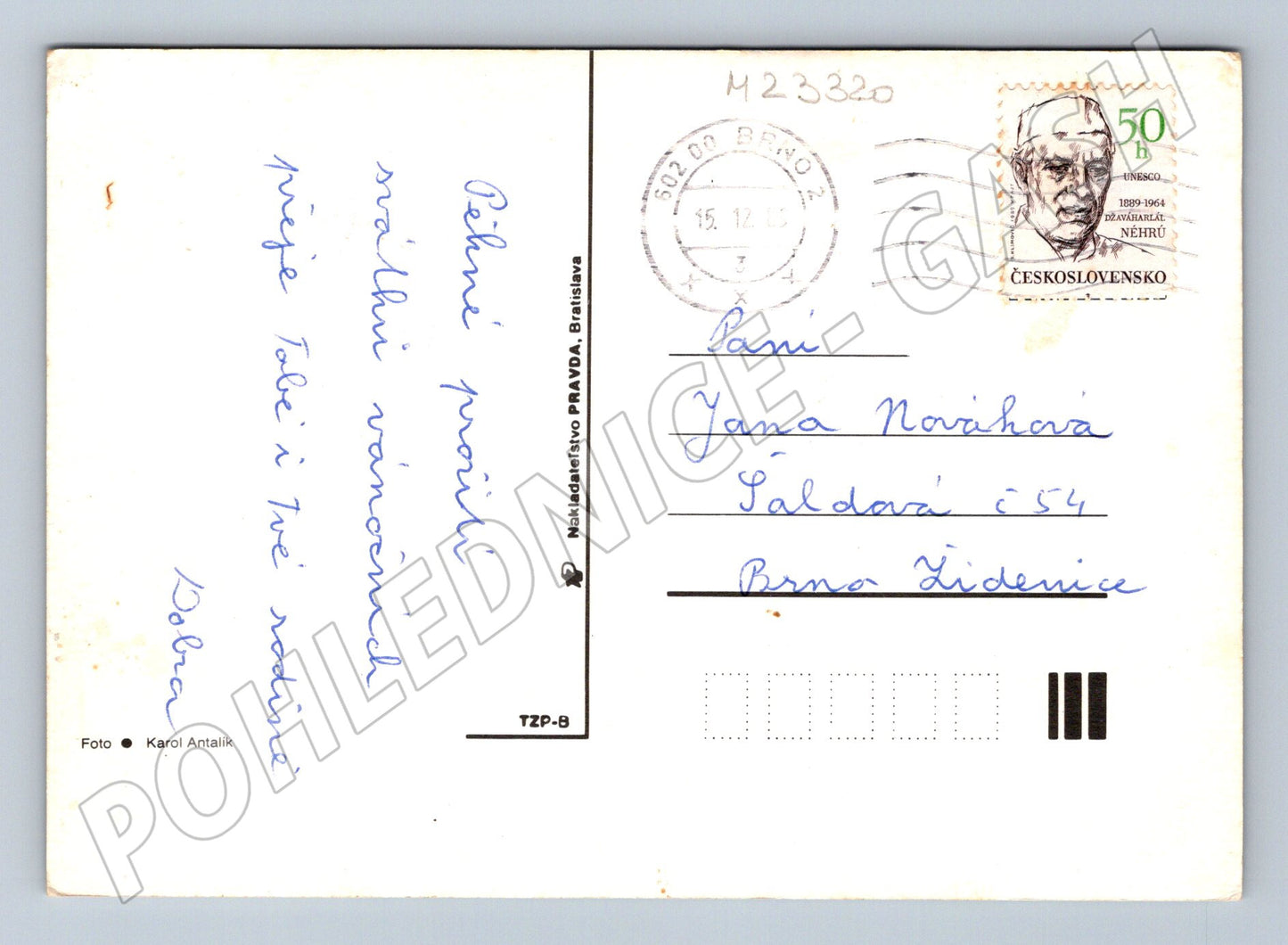 Pohlednice Vánoční motiv ozdoby jmelí 1983 (M23320)