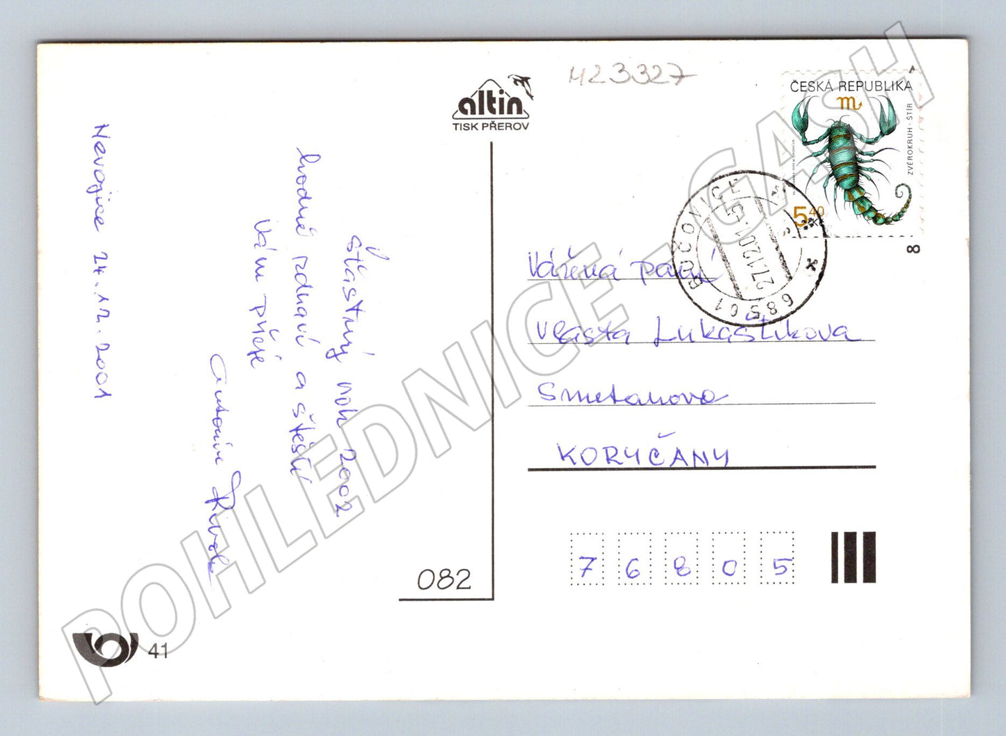 Pohlednice zimní krajina PF 2002 2001 (M23327)