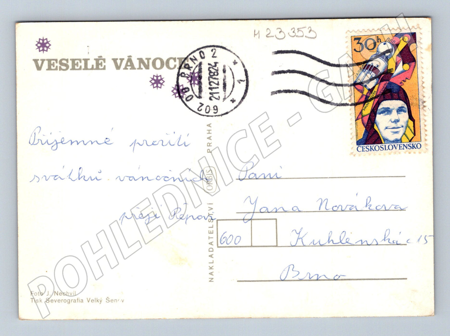 Pohlednice Československo Vánoční svíčka 1978 (M23353)